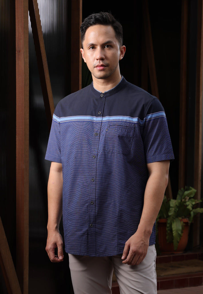 Emba Classic - Bonee Kemeja Koko Pria Lengan Pendek Warna Navy