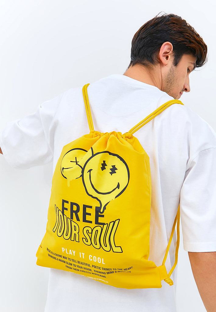 EMBA DENIM I SMILEYWORLD - Tas Ransel Serut Smiley Polyester String Bag - Faine & Ben