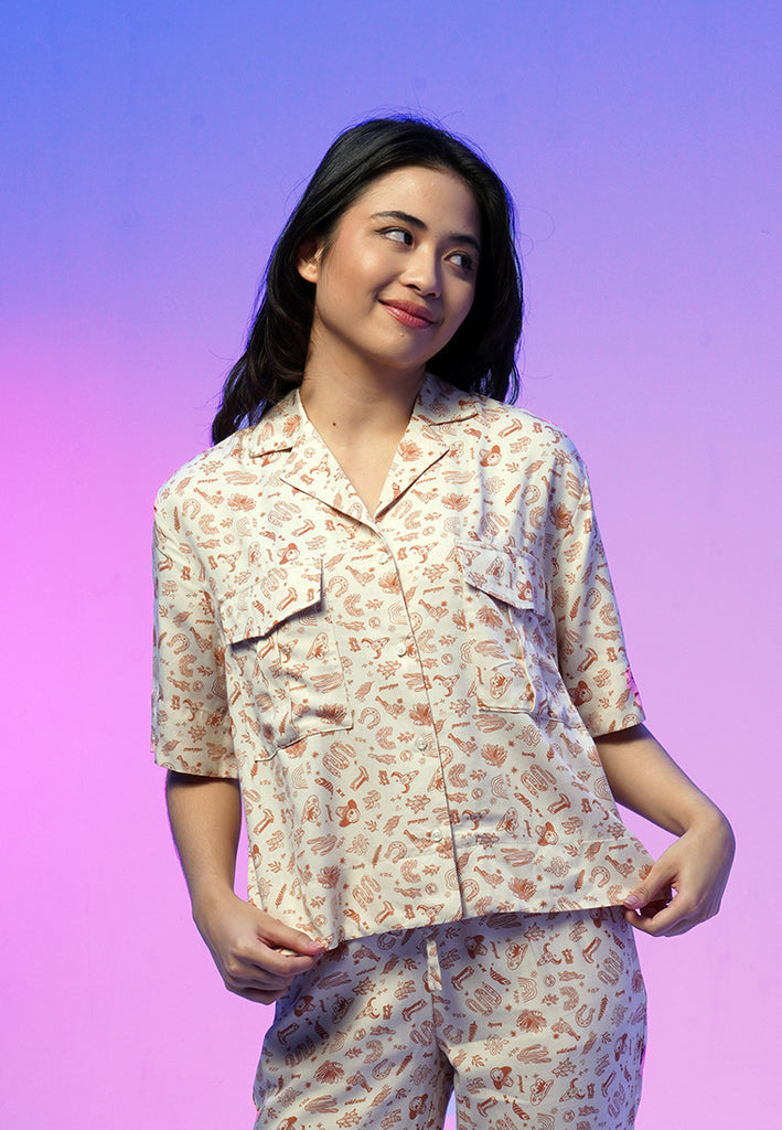 Emba Ladies | SmileyWorld - Kemeja Lengan Pendek Material Katun - Chlories