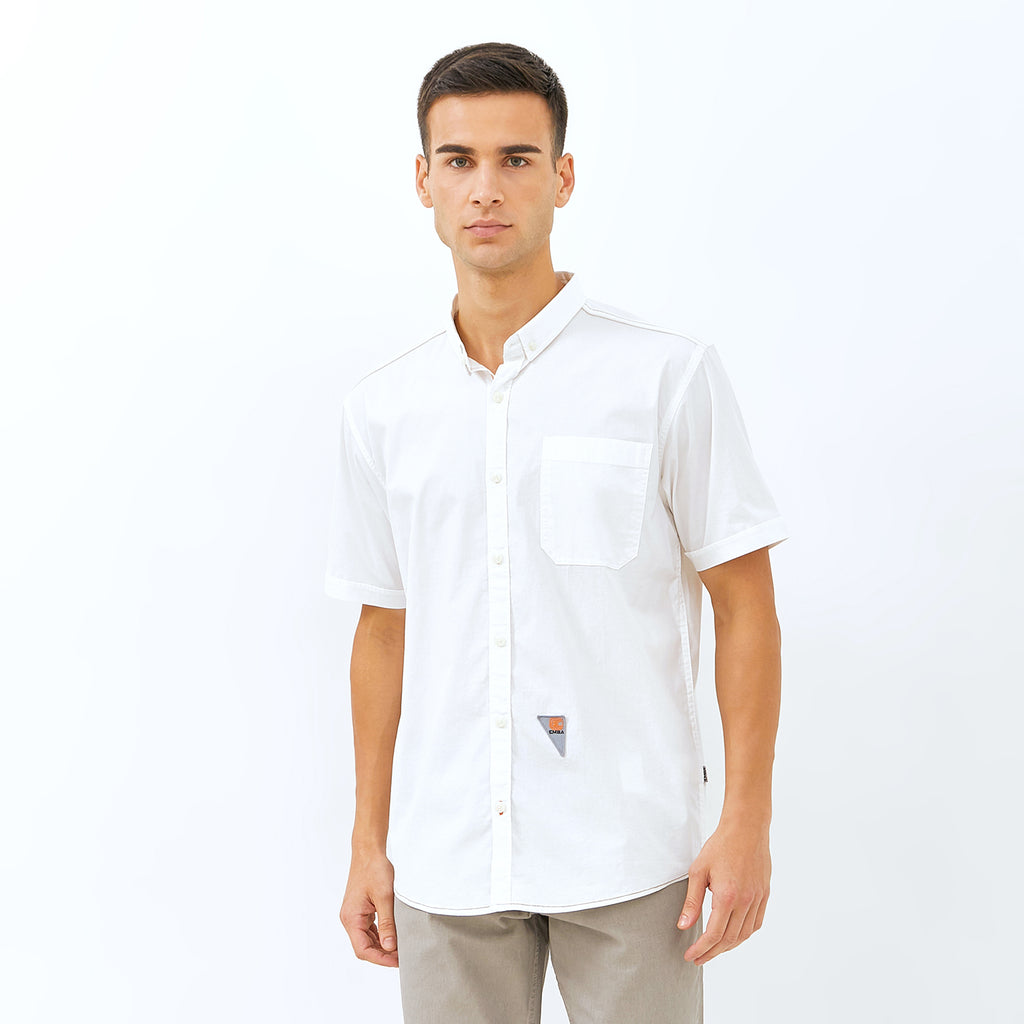 Emba Jeans - Kemeja Pria Polos Lengan Pendek Regular Fit Non Stretch - Stevan Two